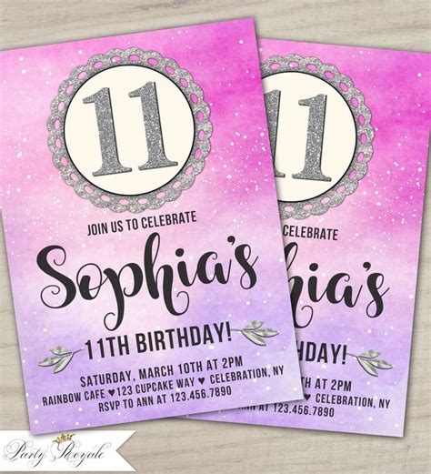 Printable 11th Birthday Invitations 11th Birthday Party | Etsy ...