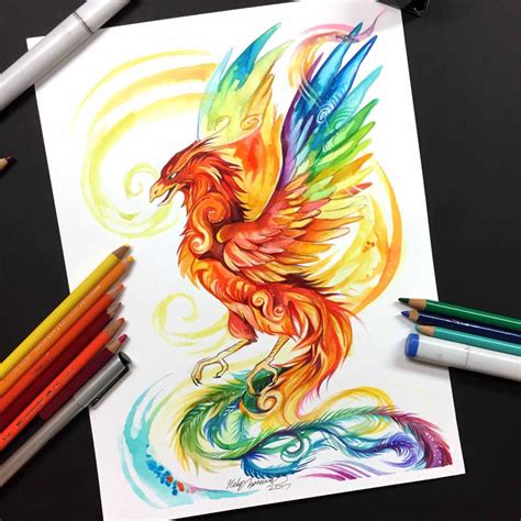 Rainbow Phoenix by Lucky978 on DeviantArt | Phoenix tattoo, Bird drawings, Phoenix painting