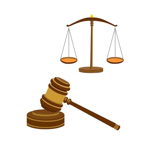 Premium Vector | Judge wood hammer and scale, symbol of justice and lawyer.