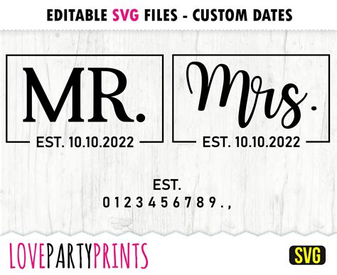 Editable Mr and Mrs SVG Mr and Mrs Svg Wedding Svg Bride - Etsy