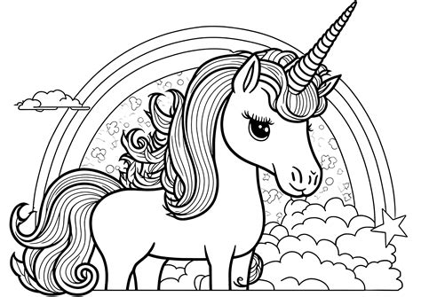 Unicorn and rainbow - Unicorn Coloring Pages for Kids