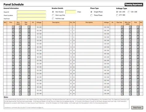 Electrical Panel Schedule Template ≡ Fill Out Printable PDF Forms Online