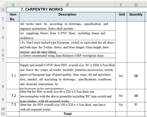 BoQ Format for Residential Building Excel and PDF (Free Download) | PM Pro Guide