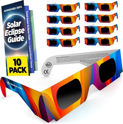 Solar Eclipse Glasses 10 pack - 2024 CE and ISO Certified Multicolor Safe Shades for Direct Sun ...