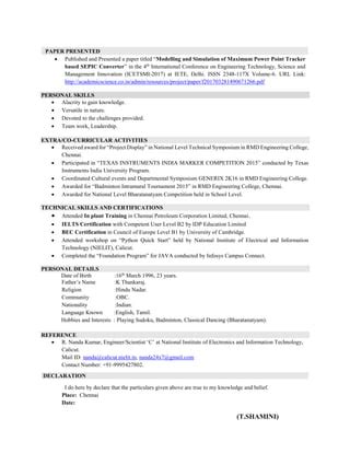 Shamini resume be_experience | PDF | Free Download