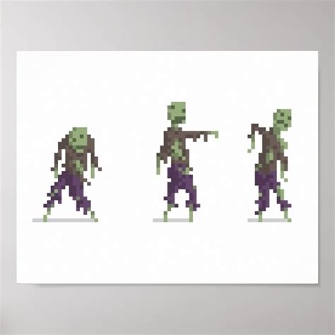 Zombie 8-bit Pixel Art Wide Poster | Zazzle.com