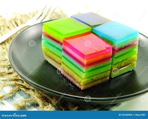 Sweet Colorful Treat of Rainbow Layered Gelatin Dessert Stock Image - Image of cooked, delicious ...