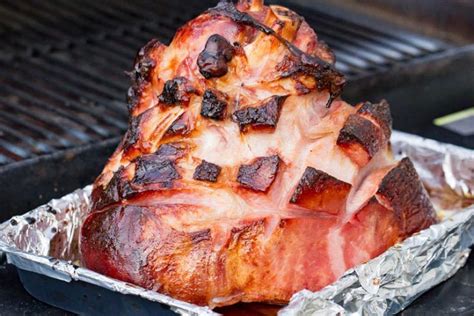 Delicious double-smoked and maple-glazed ham is a super simple pellet ...