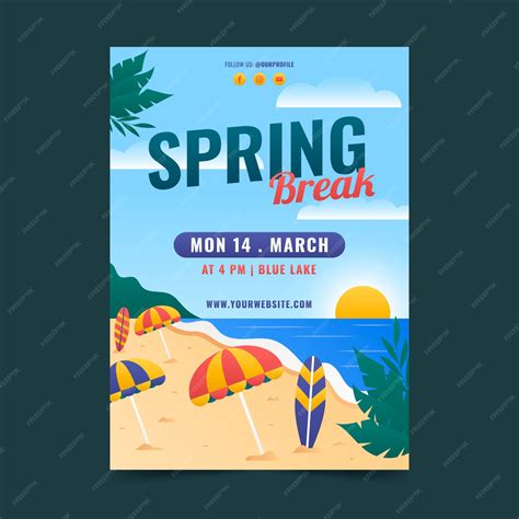 Free Vector | Gradient spring break vertical poster template