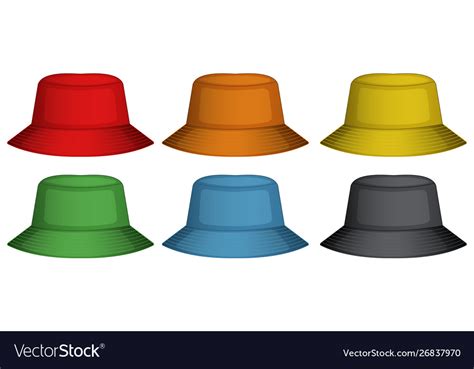 Bucket hats in six different colors Royalty Free Vector