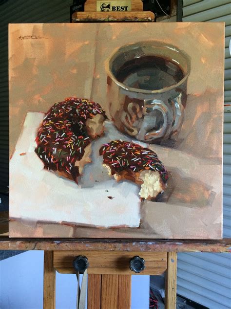 Karen Werner Fine Art: Donut & Coffee -a still life painting in oil