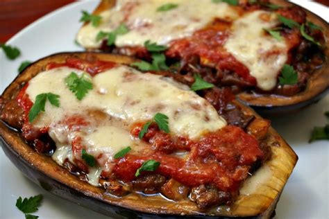 Stuffed Eggplant with Sausage and Provolone Cheese