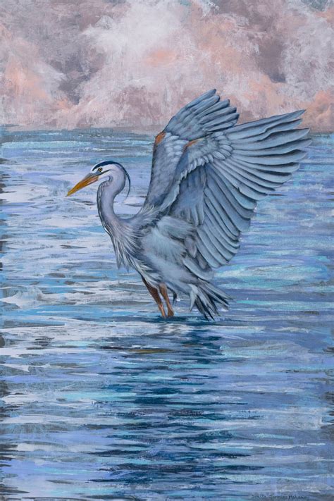 Acrylic Blue Heron Painting Art Print 15x10 Wall Art - Etsy