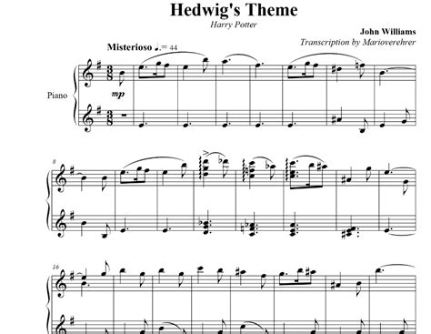 Harry Potter Hedwig's Theme Sheet Music | The Piano Notes