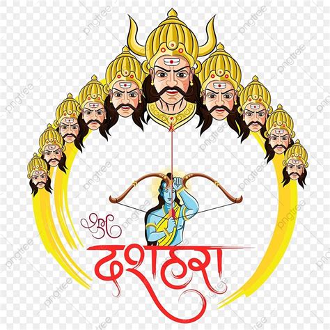 Dussehra Ravana Vector Hd PNG Images, Dussehra Festival Greetings With ...