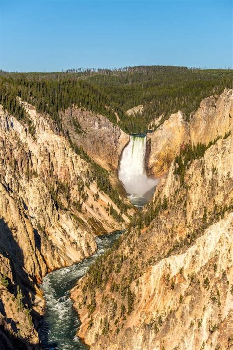 Lower Falls Waterfall in Grand Canyon of Yellowstone Stock Photo ...