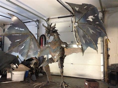 Massive Metal Dragon Sculpture - The Green Head