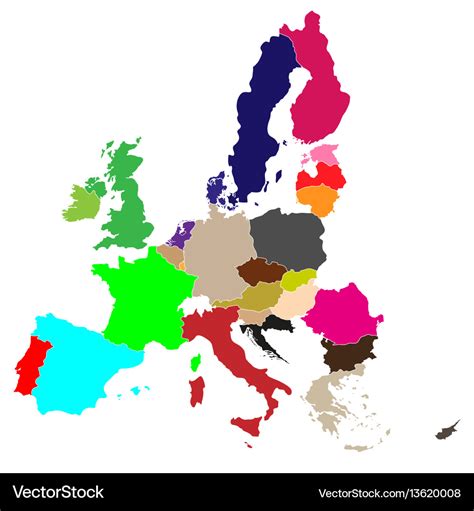 Simple all european union color countries in map Vector Image