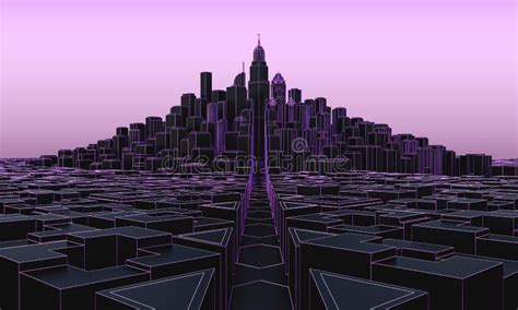 Black Cityscape with Skyscrapers Stock Illustration - Illustration of landscape, metropolis ...