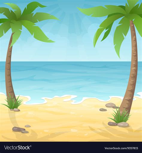 Two palm trees on the beach Royalty Free Vector Image