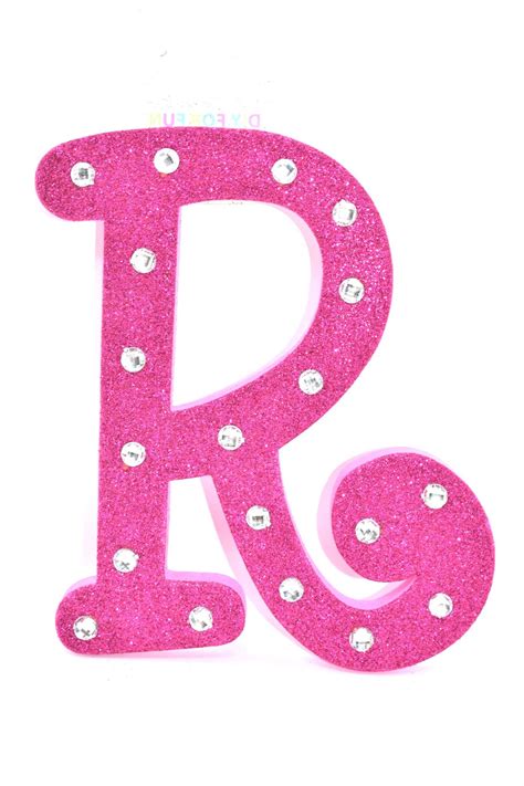 7" Pink Glitter + Rhinestone Foam Letter "R" | Foam letters, Letter r, Pink glitter