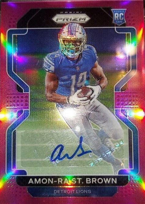 Amon-Ra St. Brown 2021 Prizm #358 Rookie Autographs - Pink Price Guide - Sports Card Investor