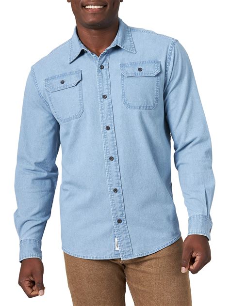 Wrangler Men's Long Sleeve Denim Shirt - Walmart.com