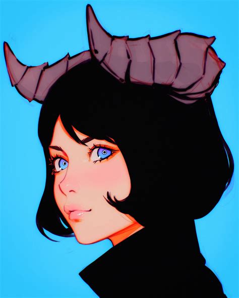 the horns | Kuvshinov Ilya | Character art, Cute art, Manga art