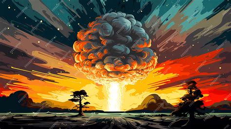 Premium AI Image | Hand drawn cartoon beautiful explosion mushroom cloud illustration