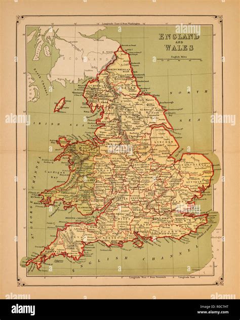 Historical Map of England and Wales Stock Photo - Alamy