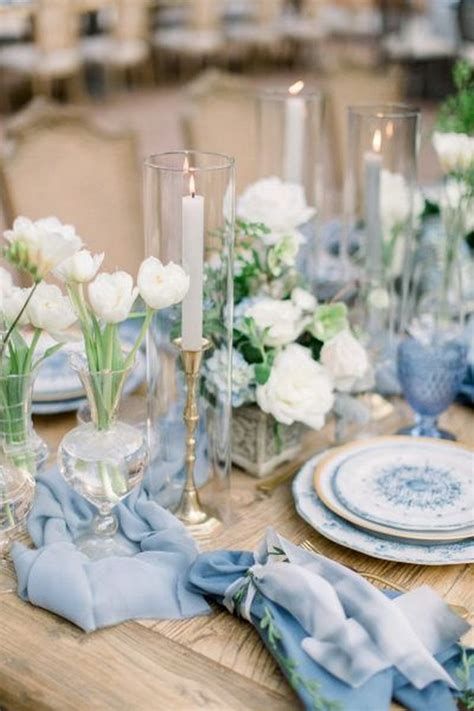 light blue and white tulips wedding table decoration – Hi Miss Puff