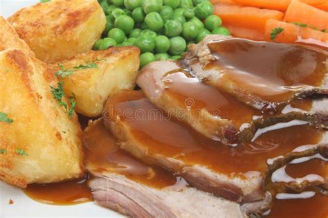 Roast Lamb Dinner stock image. Image of british, peas - 8331231