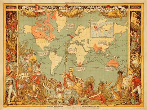 World Map, 1886, British Empire, Imperial Federation, Walter Crane | Battlemaps.us