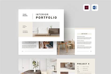 Interior Design Portfolio Template MS Word Template Minimal Portfolio ...