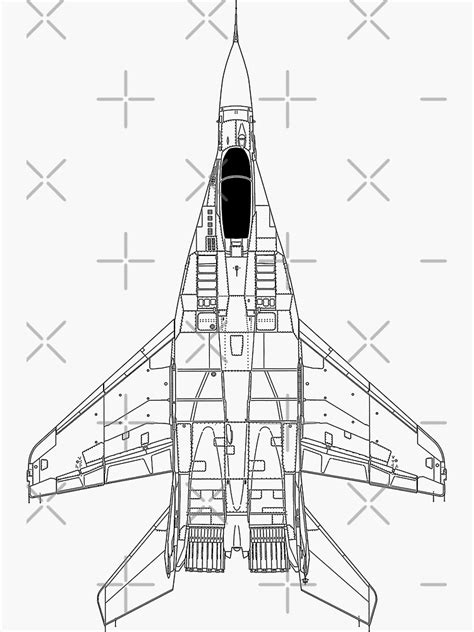 "Mikoyan Gurevich Mig-29 Fulcrum Silhouette" Sticker by magazinecombate ...