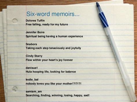 Six word memoirs