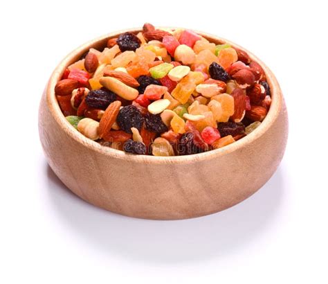 Dried Fruits And Nuts In Plate Over White Stock Photo - Image of eating, dried: 20890218