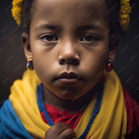 Premium AI Image | Colombian girl wearing colombian flag colors clothes