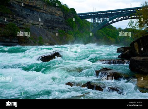 Niagara River with Whirlpool Rapids Bridge Niagara Falls ON Canada Stock Photo - Alamy