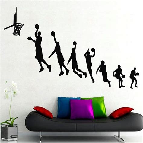 Sport Wall Decals Basketball Players Sportsman Boy Girl Gym Living Room Home Interior Design ...