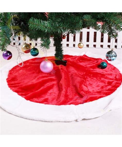 48"(120cm) Christmas Tree Skirt - Plush Mercerized Velvet Large Red and White Holiday ...