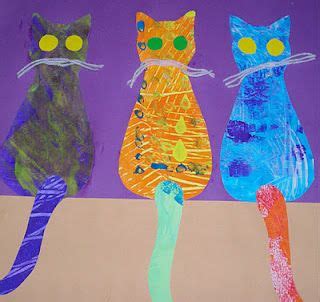 painted paper cats Process Art Preschool, Preschool Crafts, Preschool Themes, Eric Carle ...
