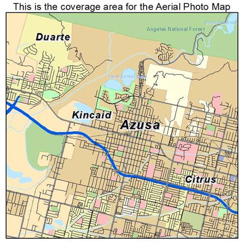 Aerial Photography Map of Azusa, CA California