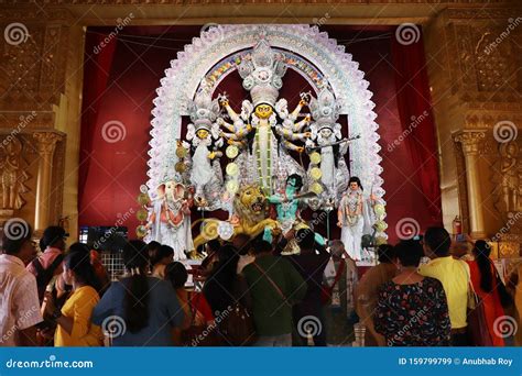 Portrait Of Maa Lakshmi. Durga Puja Festival In Kolkata, West Bengal, India Editorial Photo ...