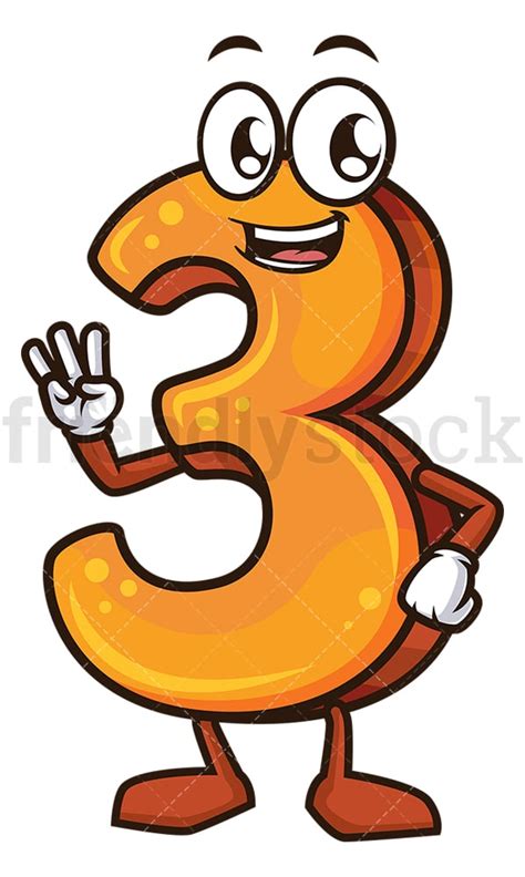 Cartoon Number 3 Clipart Vector - FriendlyStock