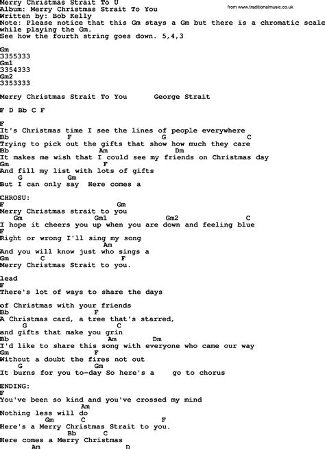 Merry Christmas Strait To U, by George Strait - lyrics and chords