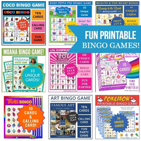 FUN BINGO PRINTABLE GAMES FOR KIDS! | Printabelle