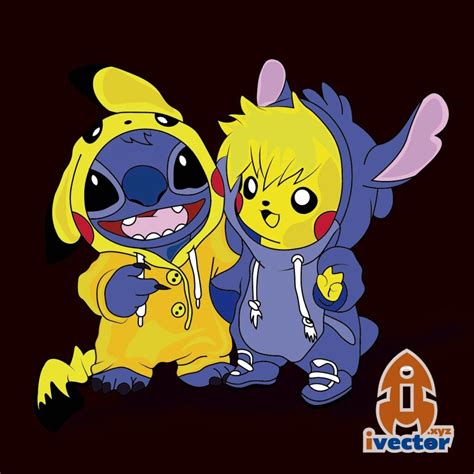 Stitch y pikachu vector eps - Ivector