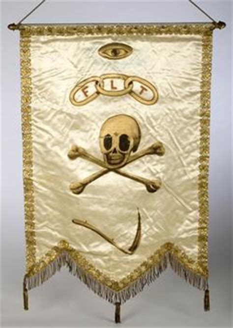 Lodge Banner; Odd Fellows, Skull & Crossbones, Silk, 30 inch.