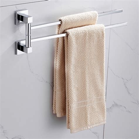 Willstar Swivel Towel Rail 2 Tier Stainless Steel Bathroom Towel Bars Holder Wall Mount Swing ...